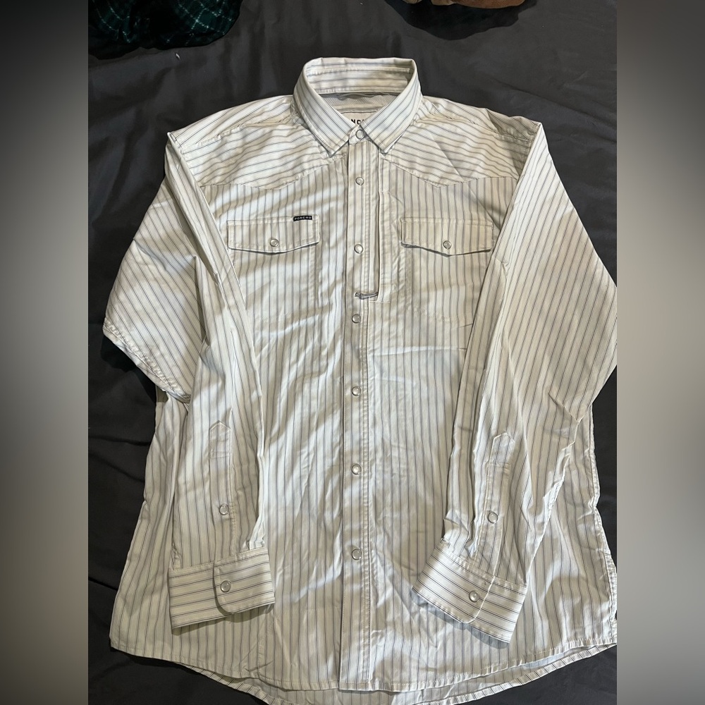 Men's Poncho western long sleeve pearl snap shirt striped